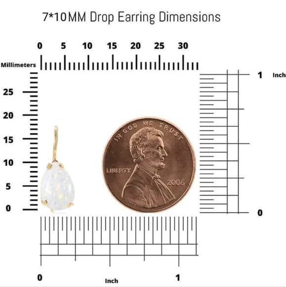 SOLD Adita 14k Yellow Gold Teardrop White Opal Necklace-Chain/Pendant/Earrings - Picture 8 of 11